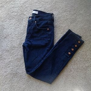 LOFT Ann Taylor Button Hem Skinny Jeans Petite 24P